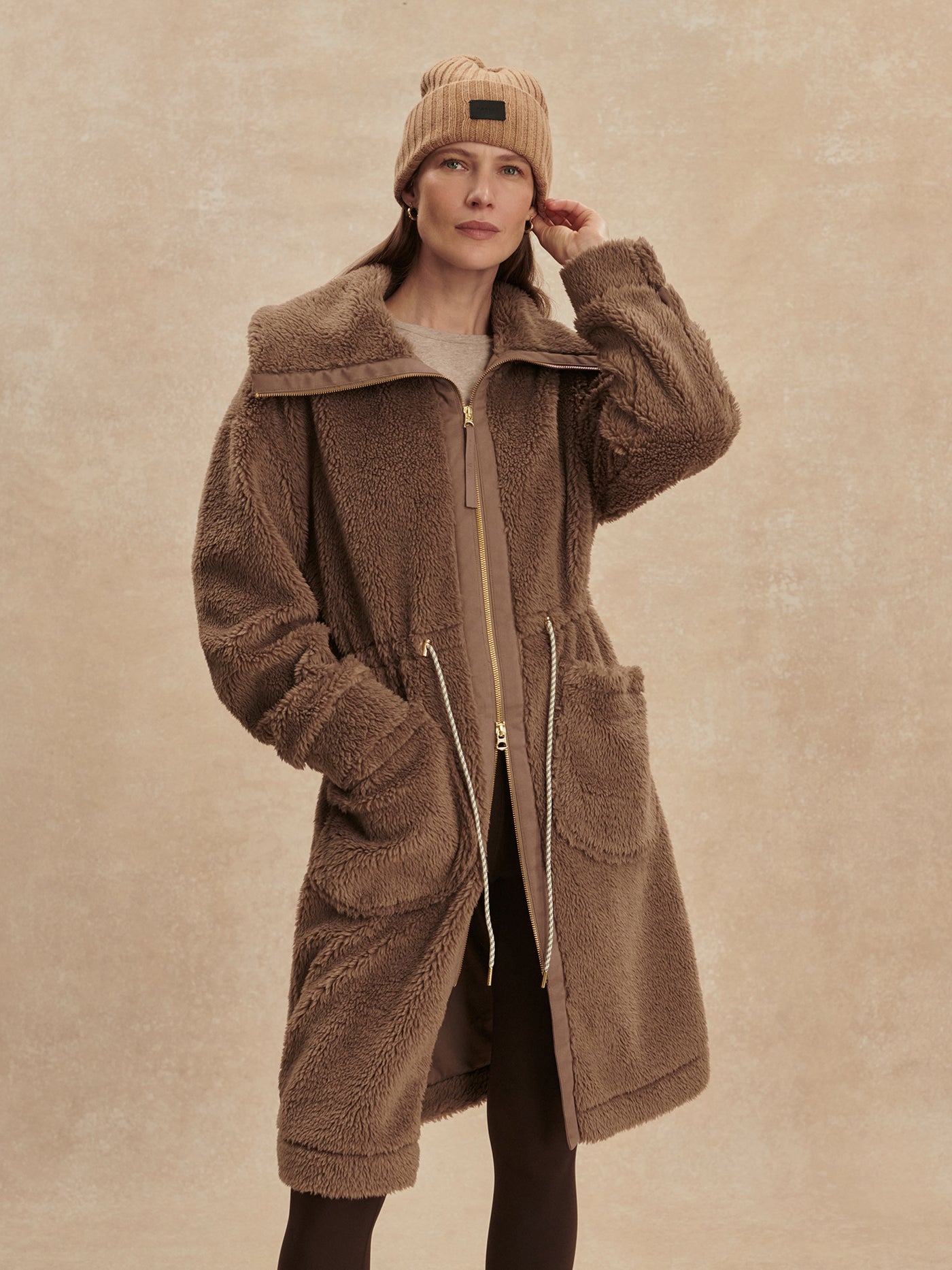 Varley Ash Taupe Logan Sherpa Coat