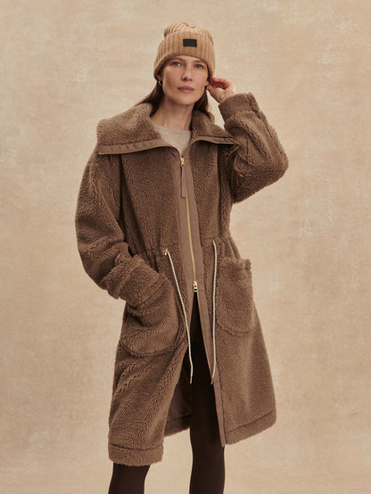 Varley Ash Taupe Logan Sherpa Coat