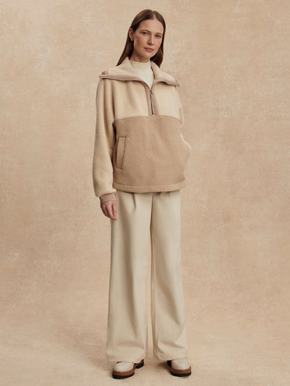 Varley Cool Sand/ Light Taupe Carmine Relaxed Half Zip Fleece