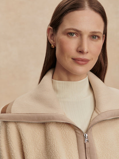 Varley Cool Sand/ Light Taupe Carmine Relaxed Half Zip Fleece