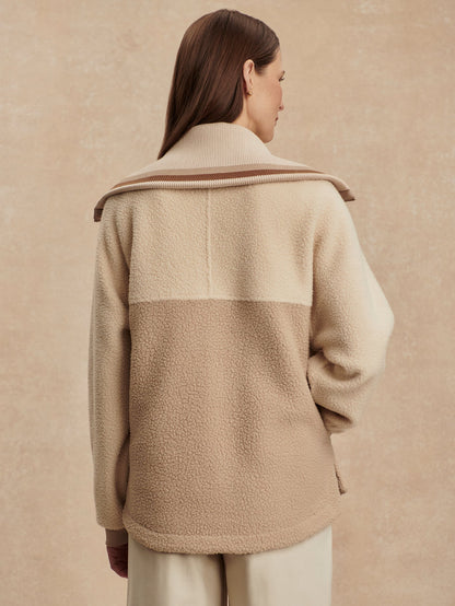 Varley Cool Sand/ Light Taupe Carmine Relaxed Half Zip Fleece