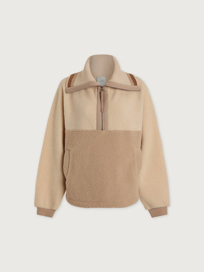 Varley Cool Sand/ Light Taupe Carmine Relaxed Half Zip Fleece