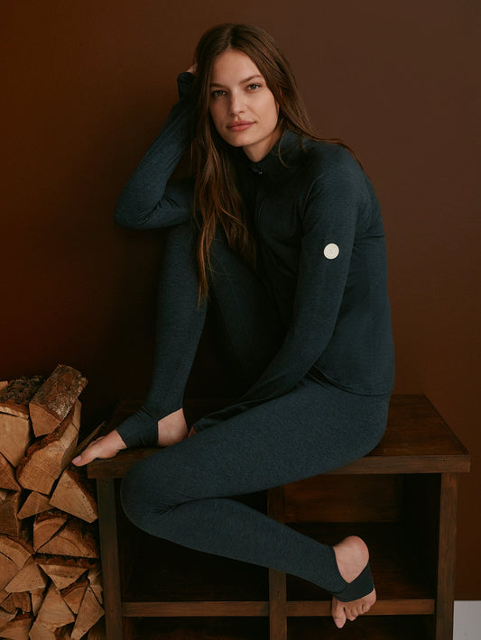 Varley Black Marl Always Warm Stirrup Legging