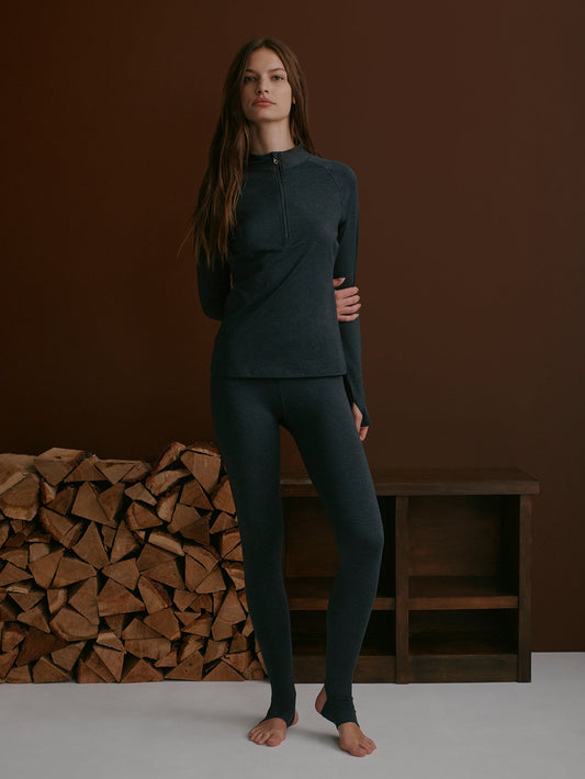 Varley Black Marl Always Warm Stirrup Legging