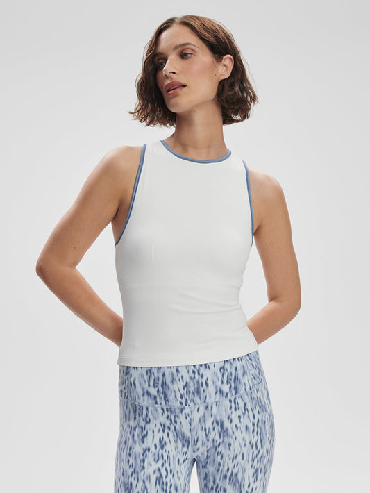 Varley White/ Blue Rain Agneta Performance Tank