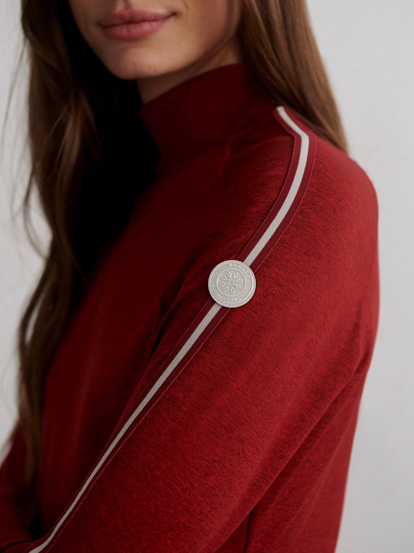 Varley Red Dahlia Marl Always Warm Mock Neck Baselayer