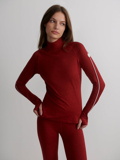 Varley Red Dahlia Marl Always Warm Mock Neck Baselayer