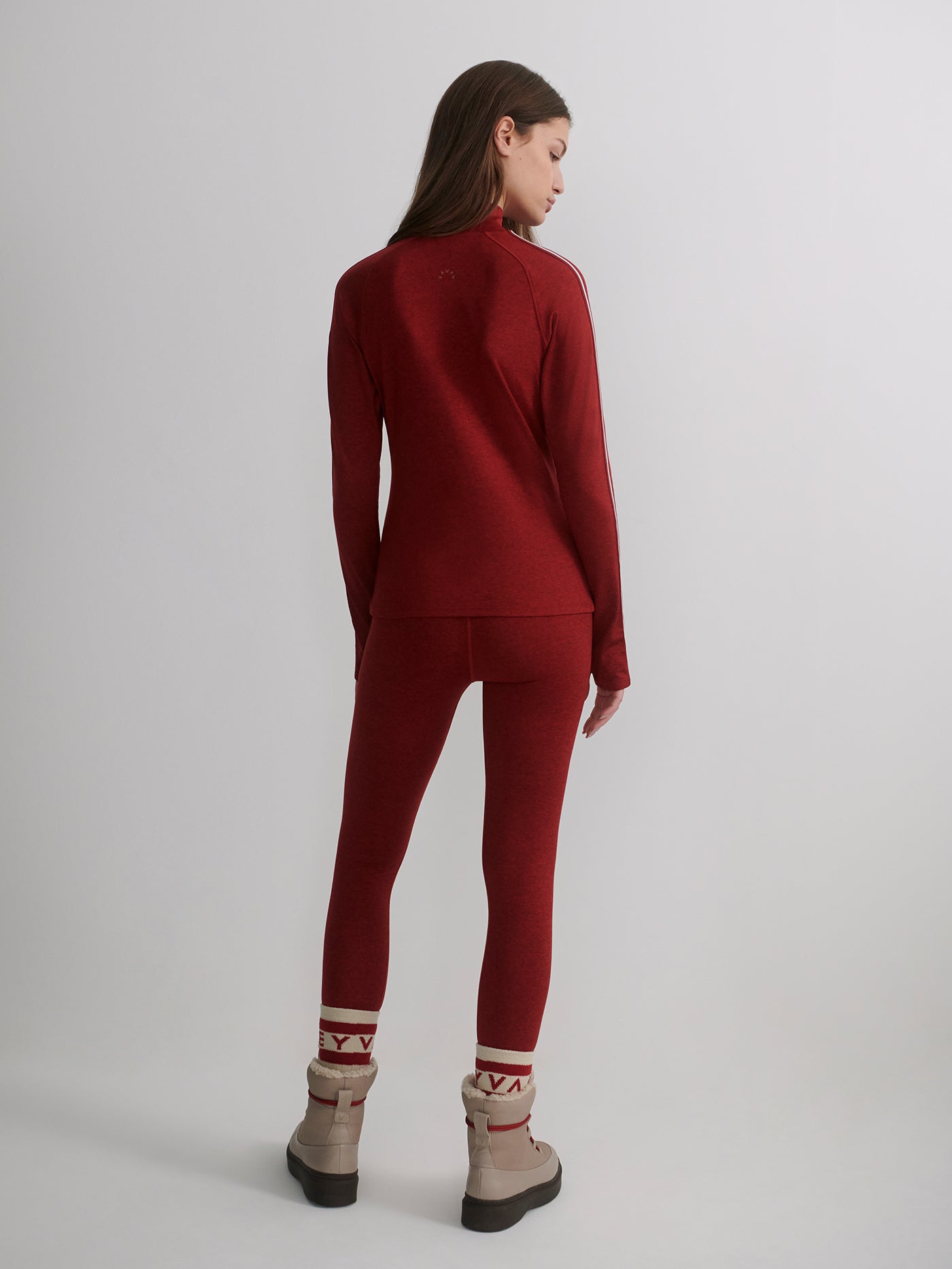 Varley Red Dahlia Marl Always Warm Mock Neck Baselayer