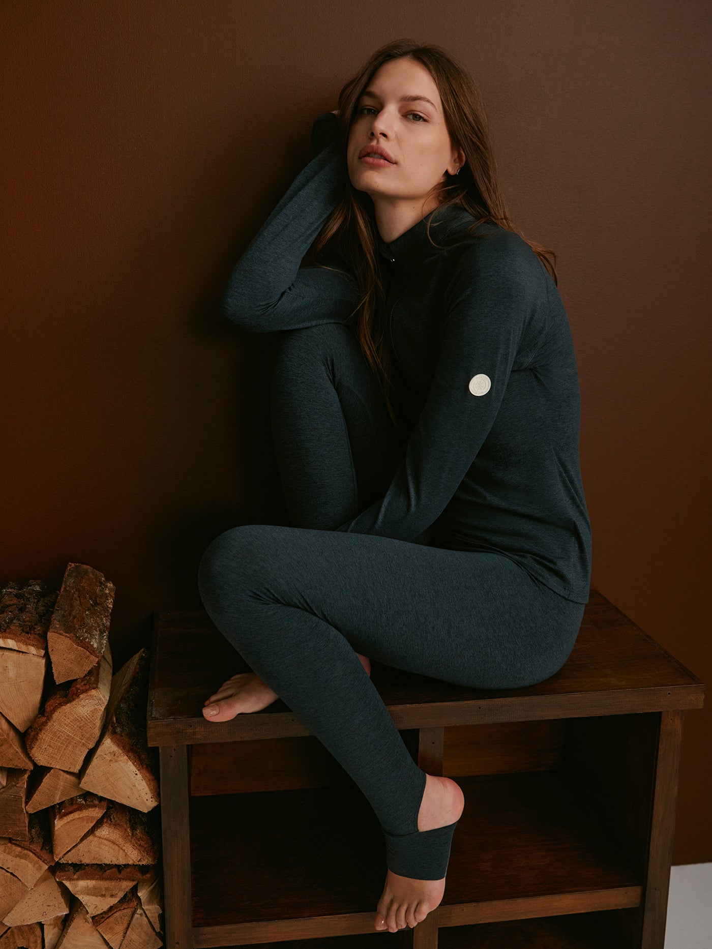 Varley Black Marl Always Warm Half Zip Baselayer