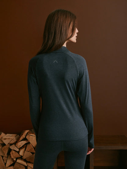 Varley Black Marl Always Warm Half Zip Baselayer