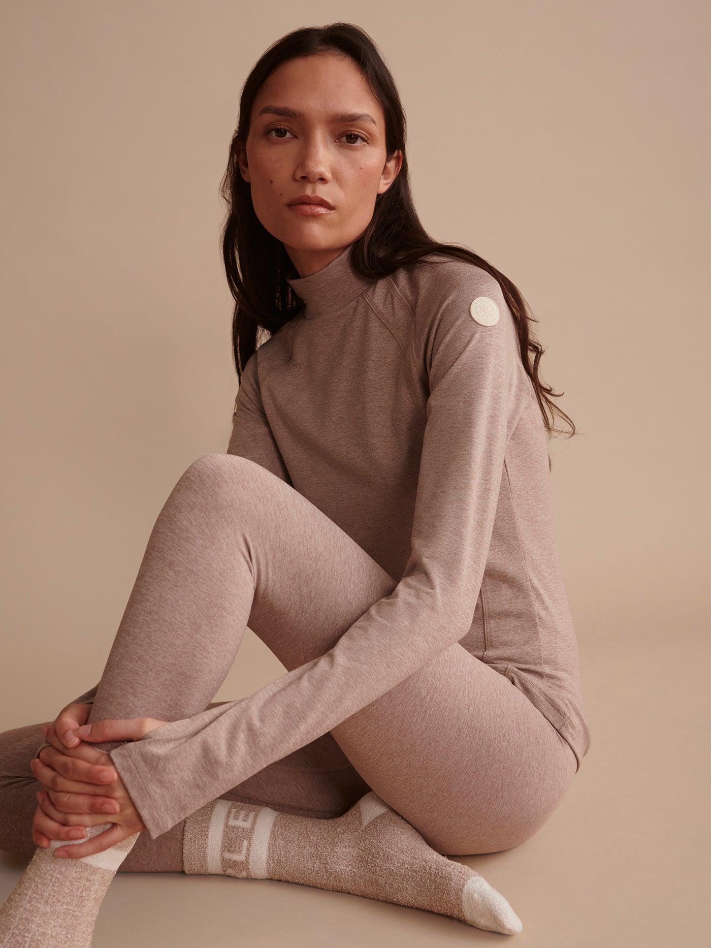 Varley Taupe Marl Always Warm Baselayer Top