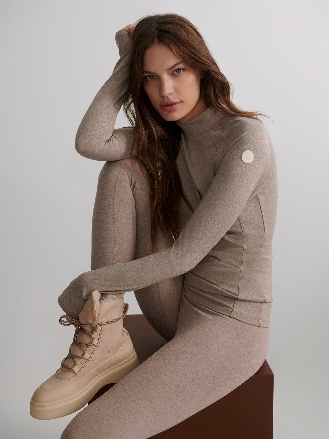 Varley Taupe Marl Always Warm Baselayer Top