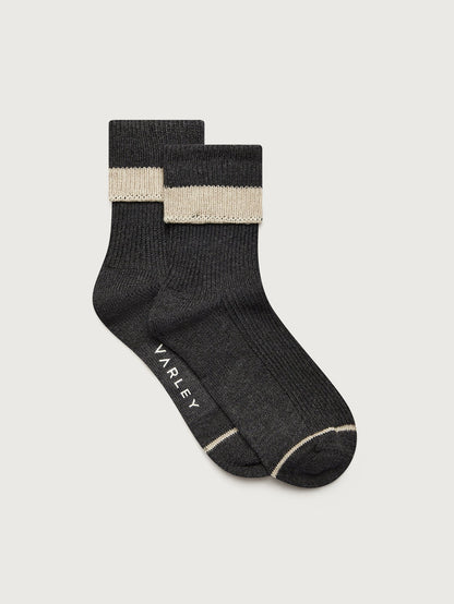 Varley Charcoal/ Chalk Kerry Plush Roll Top Sock | VARLEY US