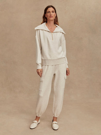 Varley Ivory Marl Catherine Half Zip Sweat