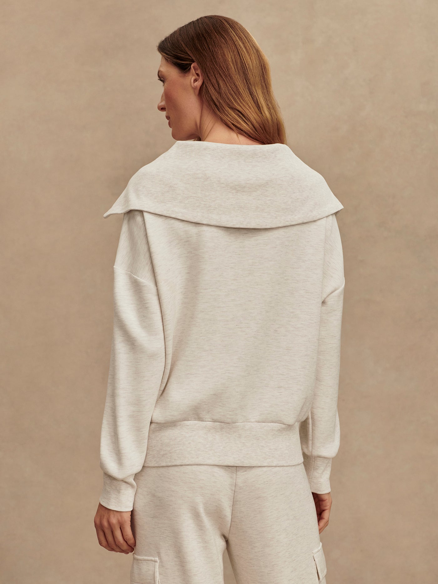 Varley Ivory Marl Catherine Half Zip Sweat