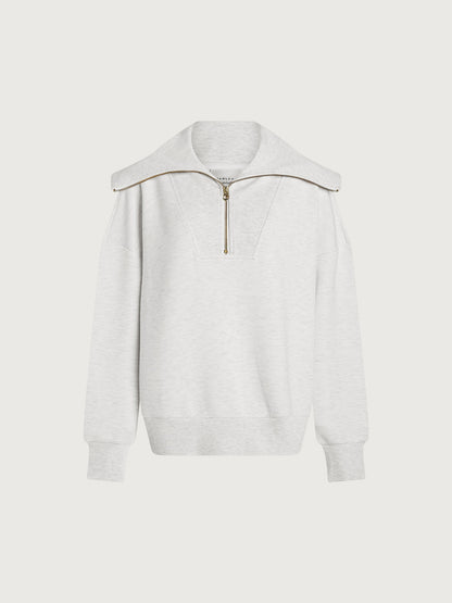 Varley Ivory Marl Catherine Half Zip Sweat