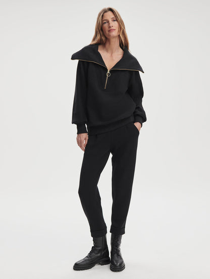 Varley Black Vine Pullover | Ottoman Rib Half-Zip Pullover