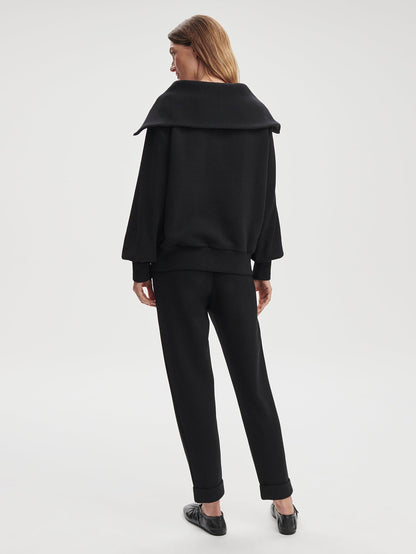 Varley Black Vine Pullover | Ottoman Rib Half-Zip Pullover