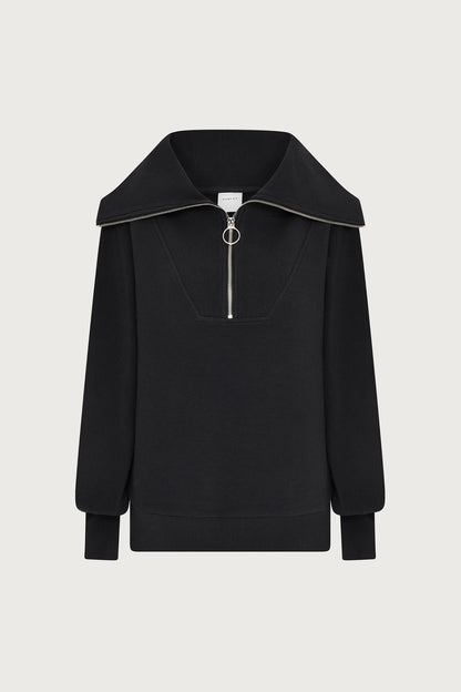 Varley Black Vine Pullover | Ottoman Rib Half-Zip Pullover