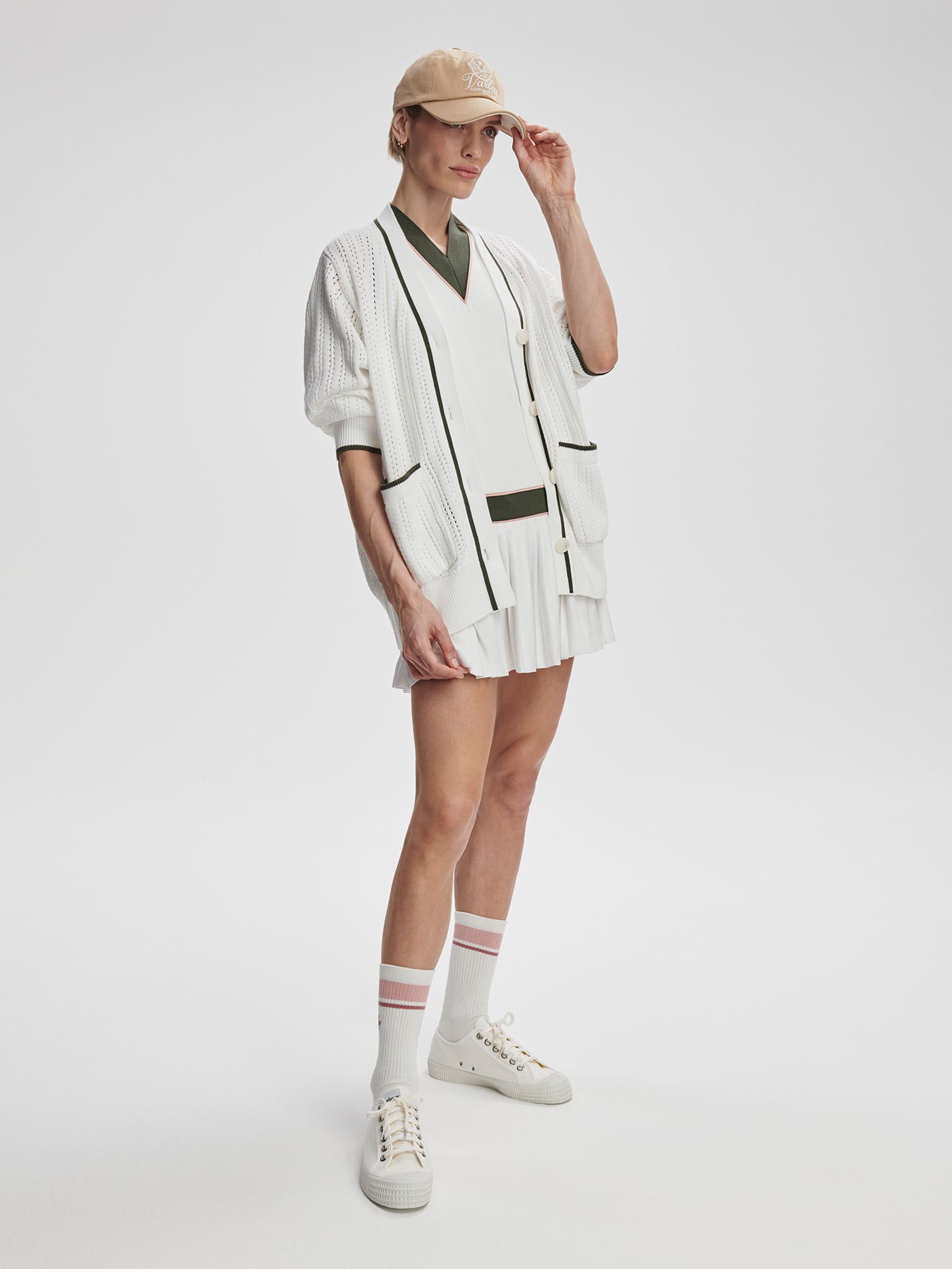 Varley White/ Deep Ivy Nissi Longline Cardigan