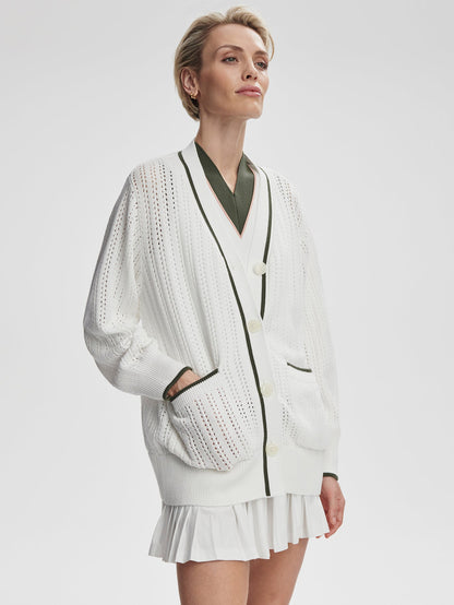 Varley White/ Deep Ivy Nissi Longline Cardigan