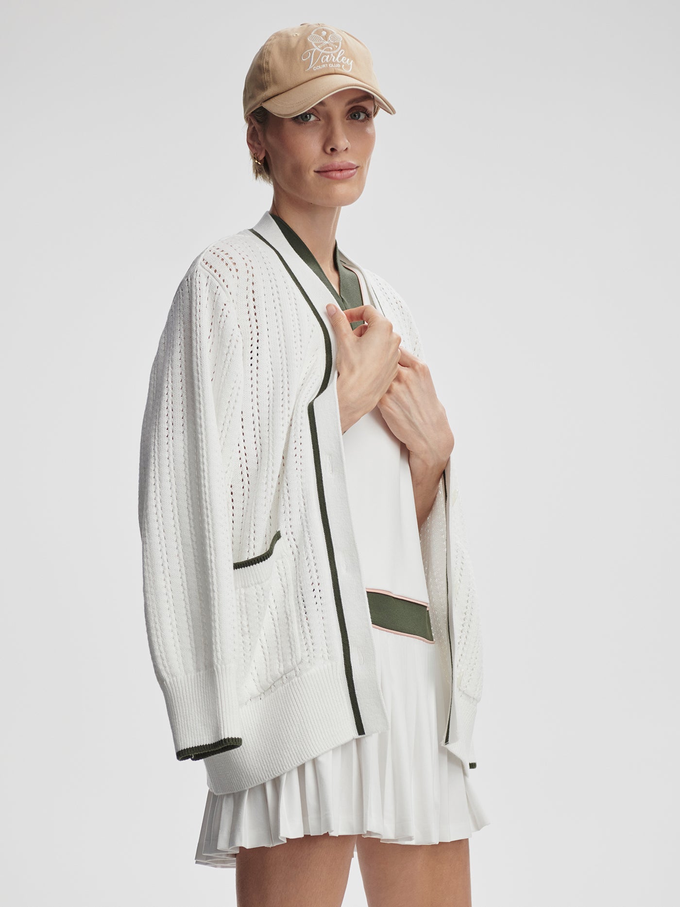 Varley White/ Deep Ivy Nissi Longline Cardigan