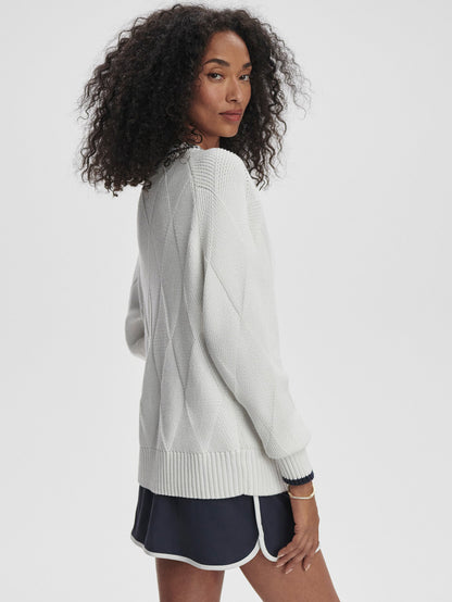 Varley White/ Blue Nights Ray Diamond V-Neck Knit