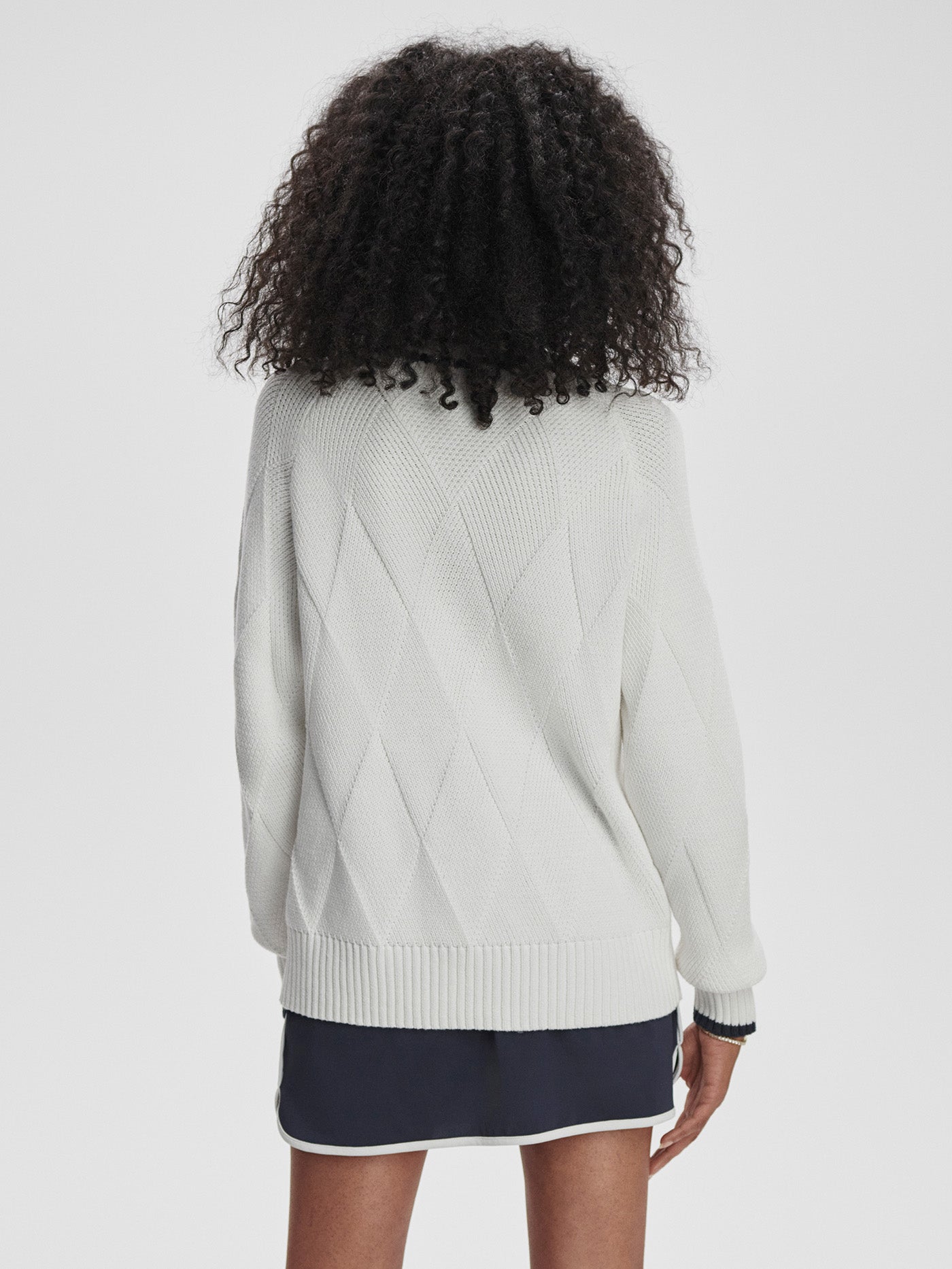 Varley White/ Blue Nights Ray Diamond V-Neck Knit
