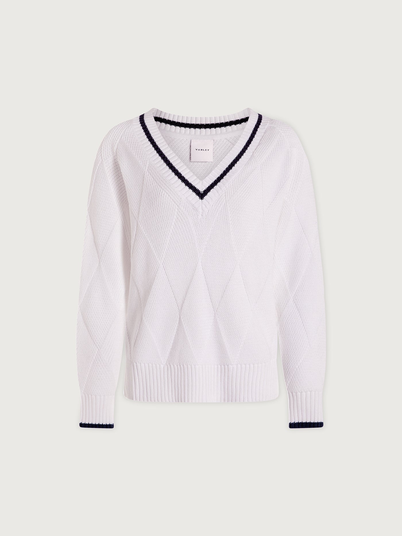 Varley White/ Blue Nights Ray Diamond V-Neck Knit