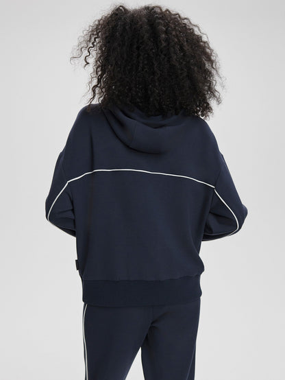 Varley Navy/ White Gia Zip Through Hooded Sweat
