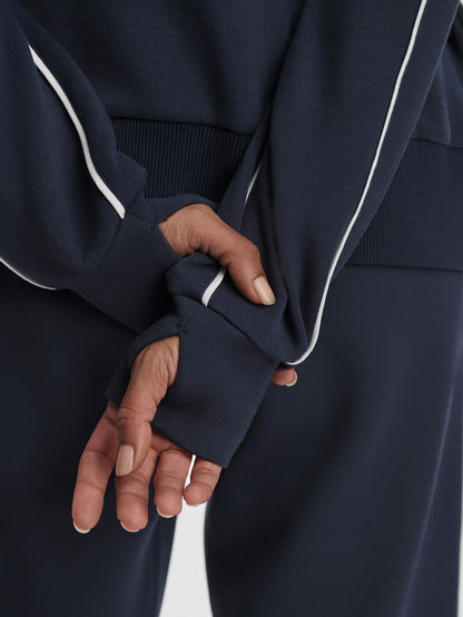 Varley Navy/ White Gia Zip Through Hooded Sweat