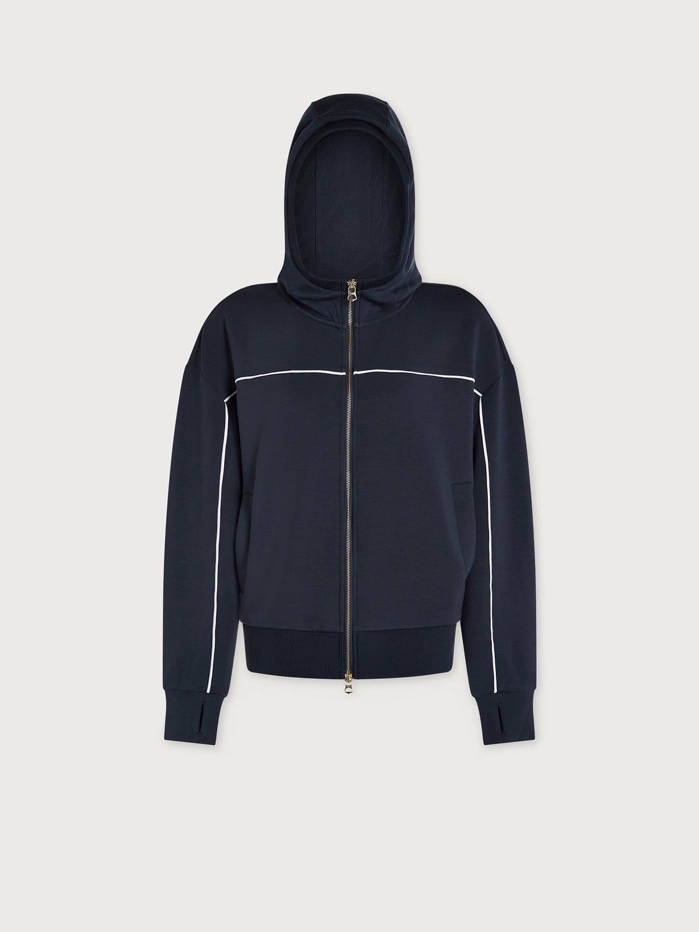 Varley Navy/ White Gia Zip Through Hooded Sweat
