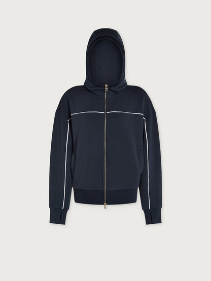 Varley Navy/ White Gia Zip Through Hooded Sweat