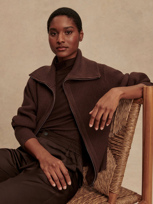 Varley Coffee Bean Enrico Knit Jacket