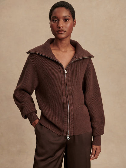 Varley Coffee Bean Enrico Knit Jacket