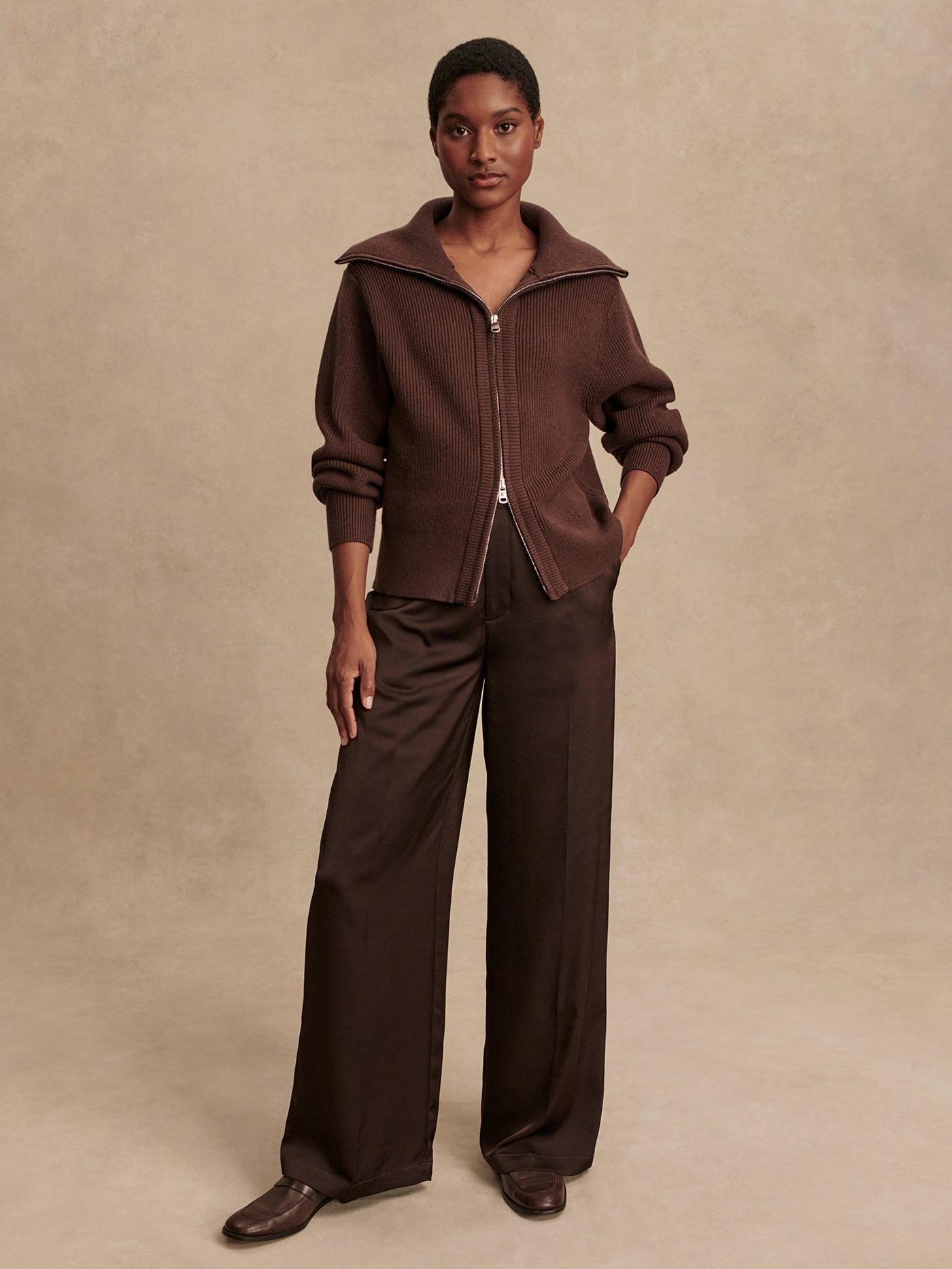 Varley Coffee Bean Enrico Knit Jacket