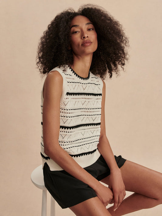 Varley Egret Athena Pointelle Knit Vest