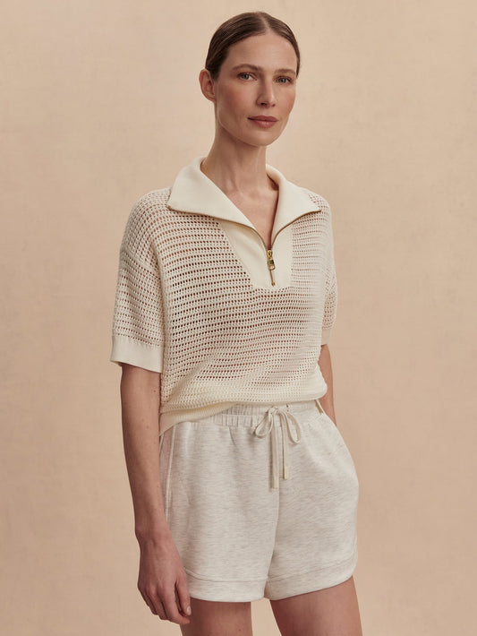 Varley Egret Nali Half Zip Knit Top