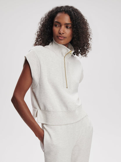 Varley Ivory Marl Kelly Half Zip Sweat