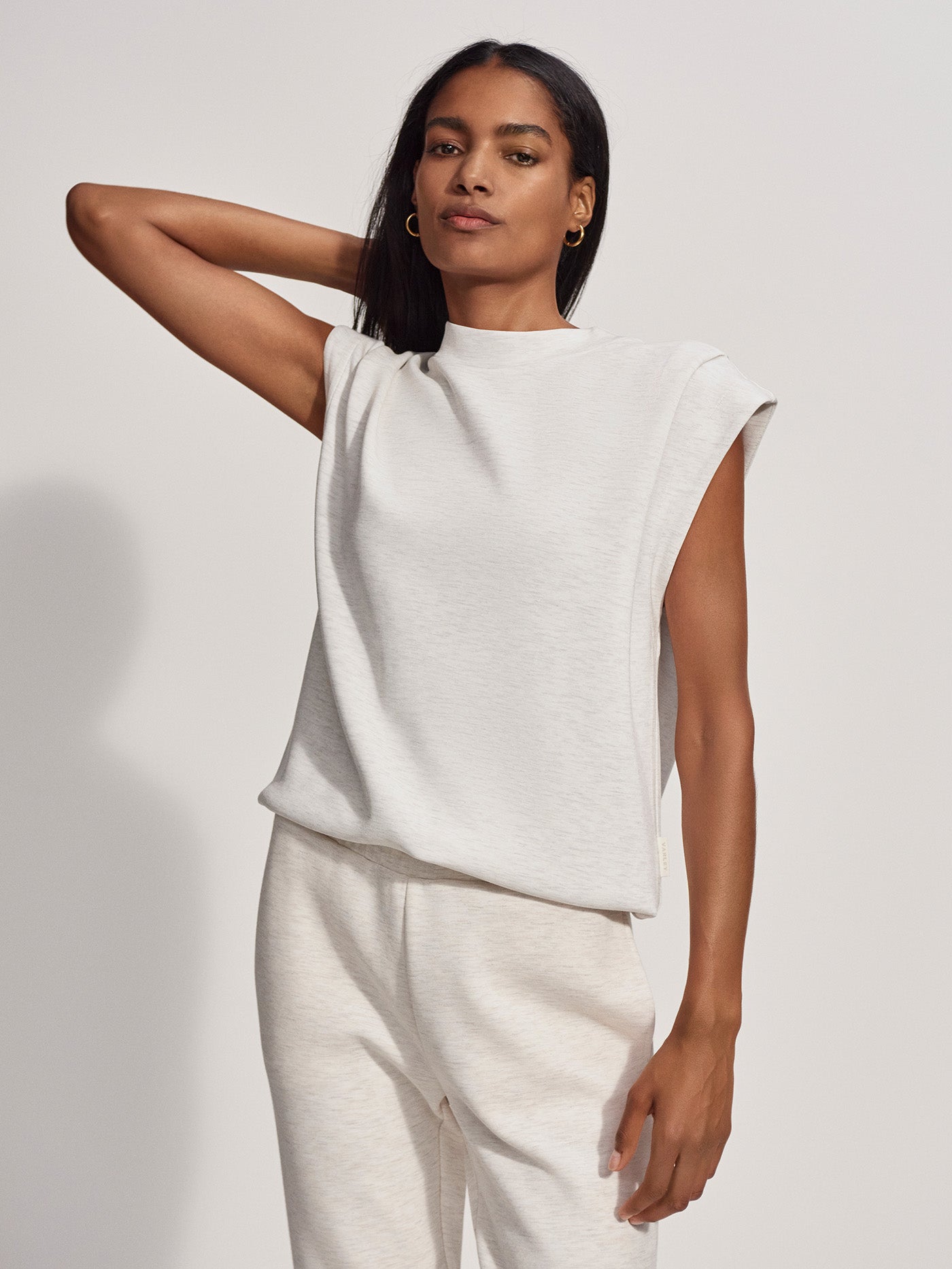 Varley Ivory Marl Otis Sleeveless Sweat | VARLEY US