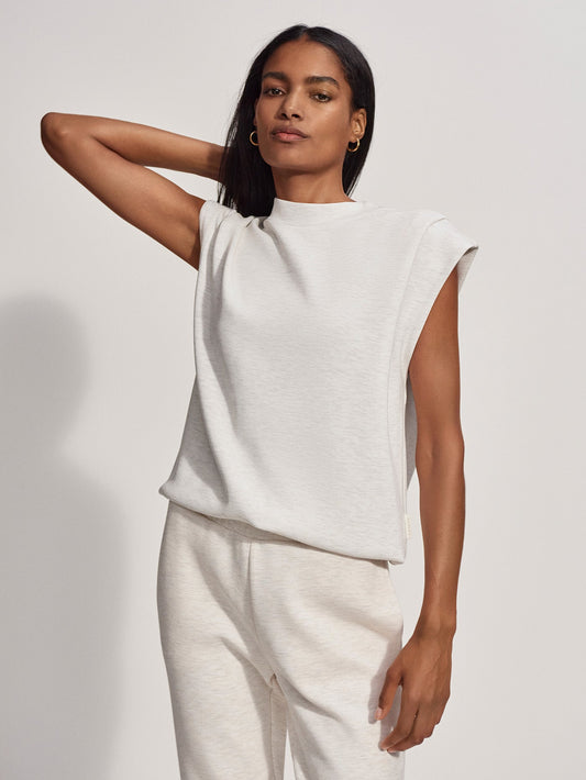 Varley Ivory Marl Otis Sleeveless Sweat | VARLEY US