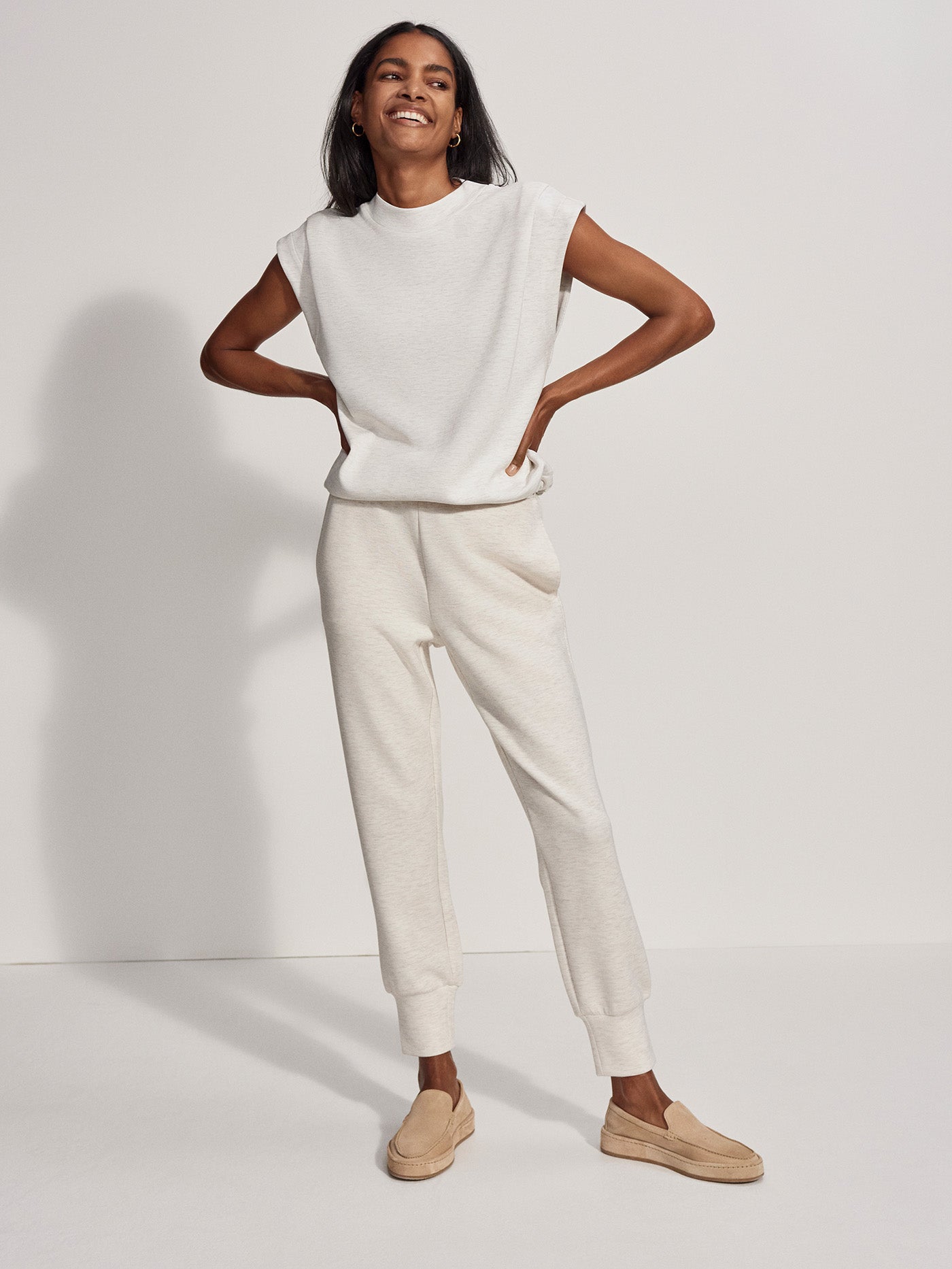 Varley Ivory Marl Otis Sleeveless Sweat | VARLEY US