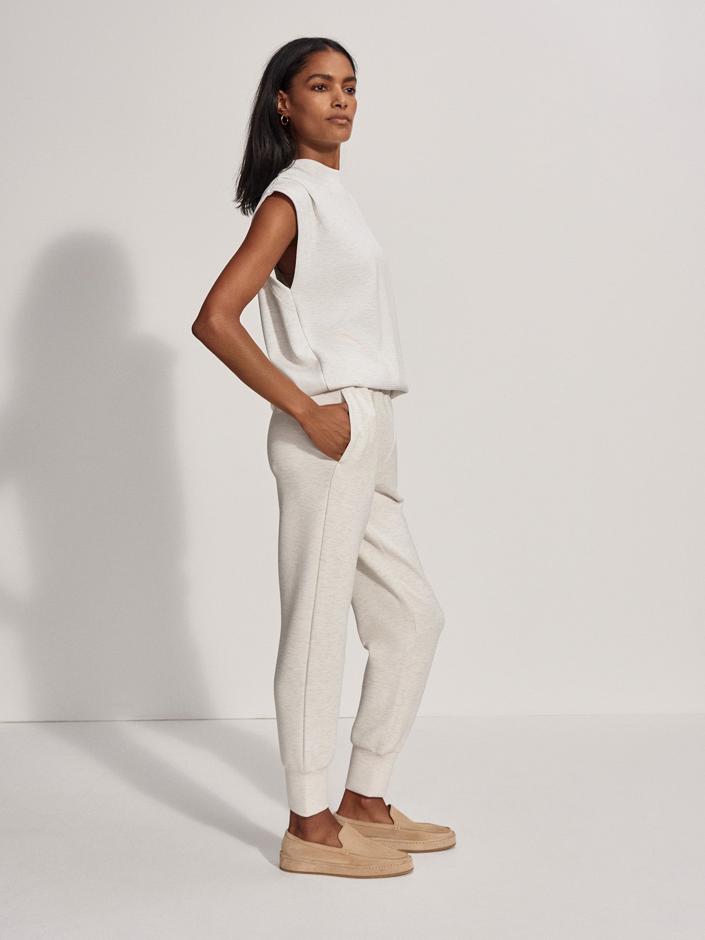Varley Ivory Marl Otis Sleeveless Sweat | VARLEY US