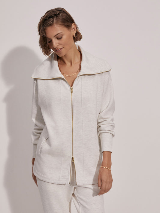 Varley Ivory Marl Raleigh Zip-Through Sweat | VARLEY US