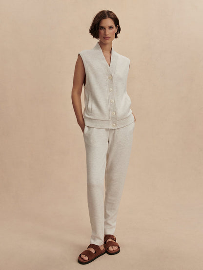 Varley Ivory Marl Vicky Button Gilet