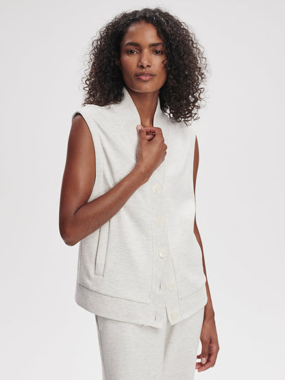 Varley Ivory Marl Vicky Button Gilet