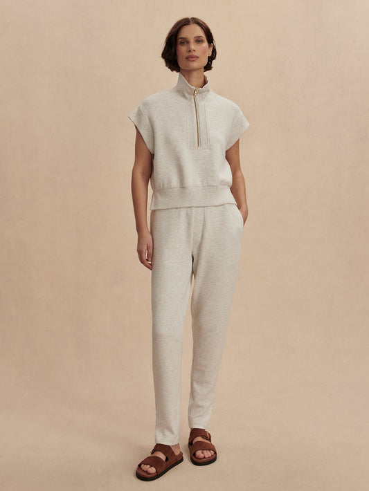 Varley Ivory Marl The Slim Zip Hem Pant 26" | VARLEY US