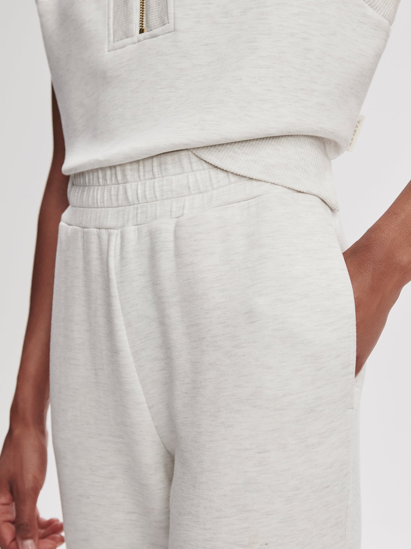 Varley Ivory Marl The Slim Zip Hem Pant 26" | VARLEY US