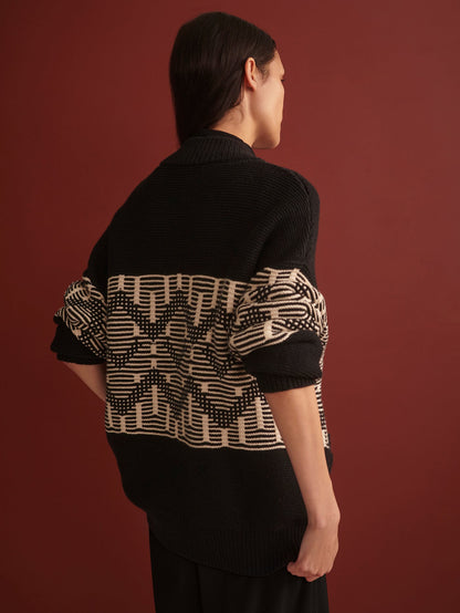 Varley Black Linnea Fairisle Knit Jacket