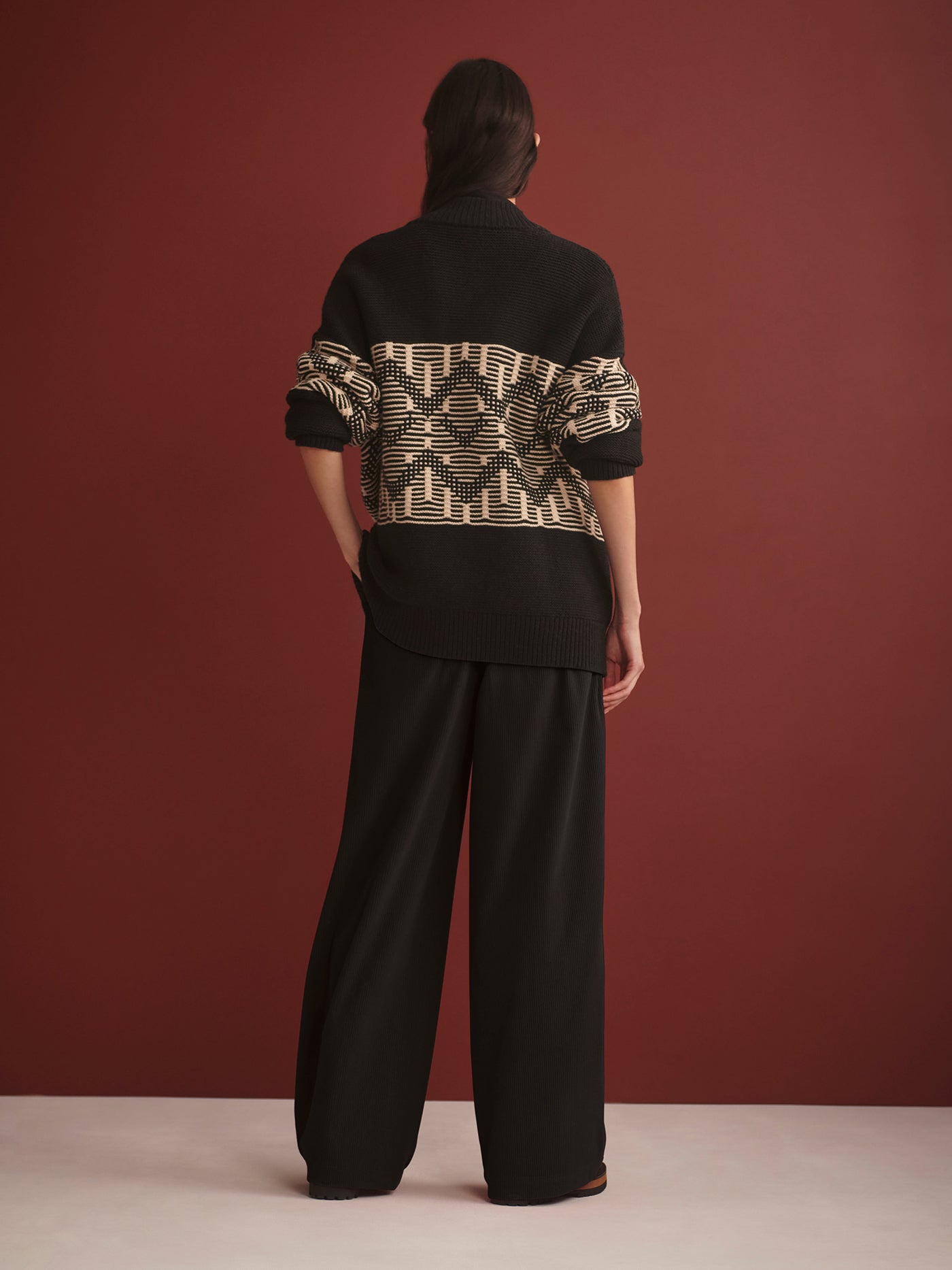 Varley Black Linnea Fairisle Knit Jacket